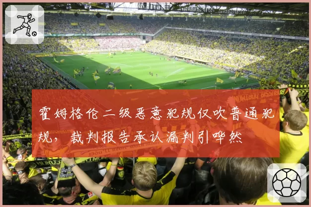 霍姆格伦二级恶意犯规仅吹普通犯规，裁判报告承认漏判引哗然